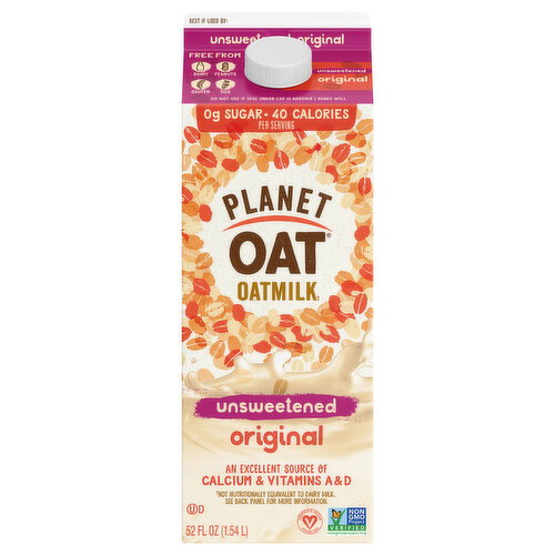 Planet Oat Unsweetened Original Oatmilk Image 1 of 6