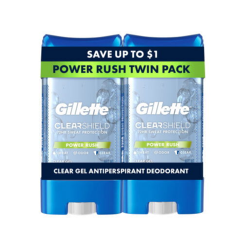 Gillette Clear Gel Antiperspirant and Deodorant for Men Wild Rain Scent Twin Pack