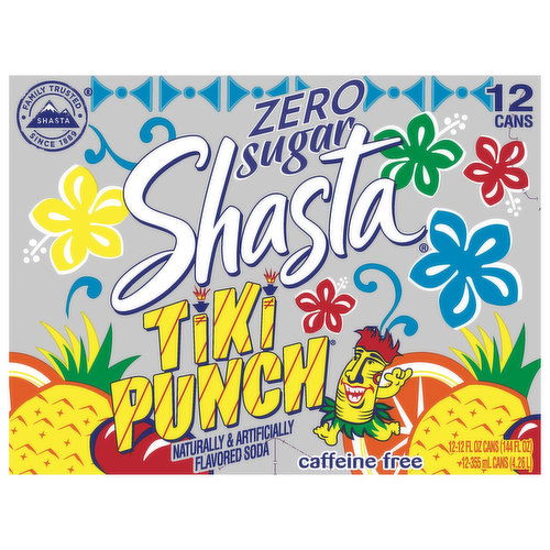 Shasta Soda, Caffeine Free, Zero Sugar, Tiki Punch