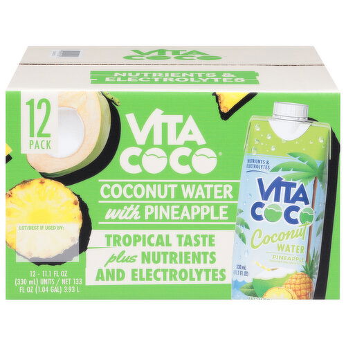 Vita Coco Coconut Water, Pineapple Flavored