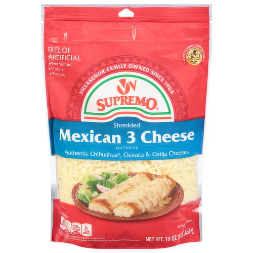Supremo Cheese, Shredded, Mexican 3 Image 1 of 6