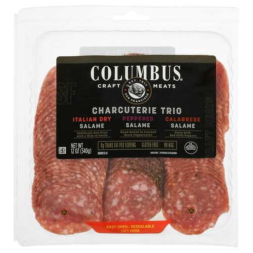 Columbus Charcuterie Trio, Italian Dry Salame/Peppered Salame/Calabrese Salame