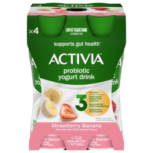 Activia Yogurt Drink, Low Fat, Strawberry Banana, Probiotic