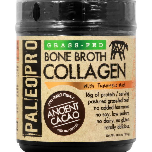 Paleo Pro Collagen, Bone Broth, Ancient Cacao, with Turmeric Root