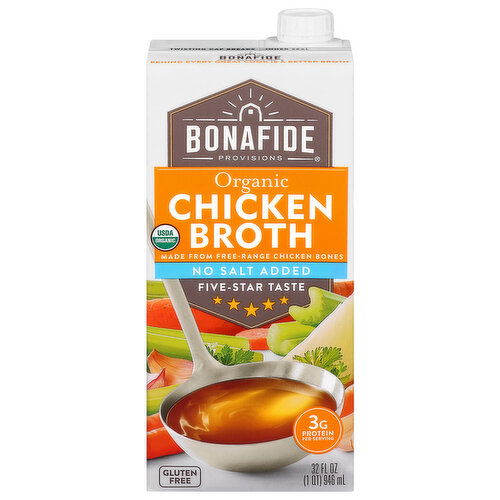 Bonafide Provisions Chicken Broth, Organic, No Salt Added