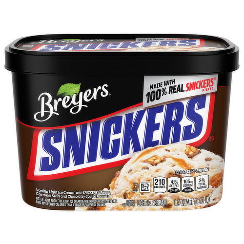 Breyers Ice Cream, Vanilla, Light, Snickers