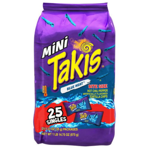 Takis Tortilla Chips, Blue Heat, Extreme, Mini, Bite Size