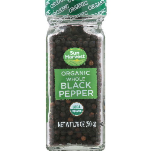 Sun Harvest Black Pepper, Organic, Whole