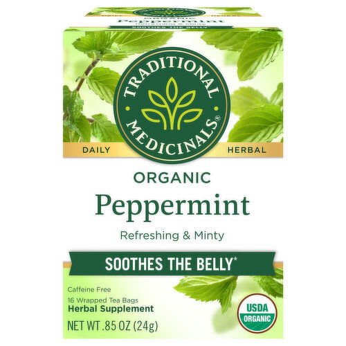 Traditional Medicinals Tea Bags Caffeine Free Organic Peppermint Tea