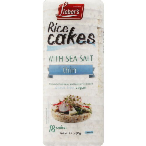 Lieber's Rice Cakes, With Sea Salt, Thin