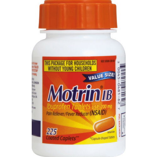 Motrin Ibuprofen, 200 mg, Coated Caplets, Value Size!