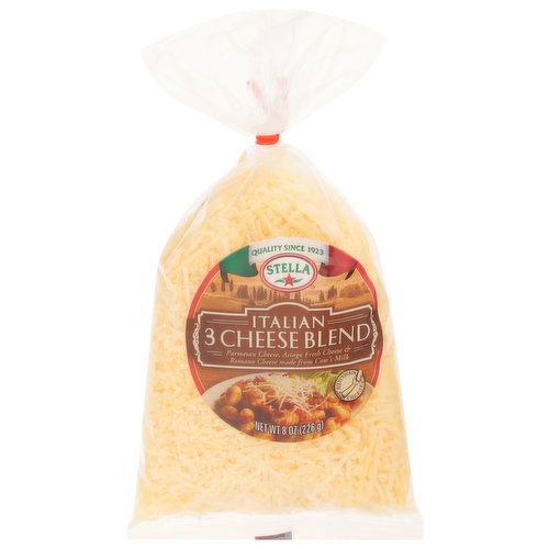 Stella Shredded Cheese, 3 Cheese Blend, Italian