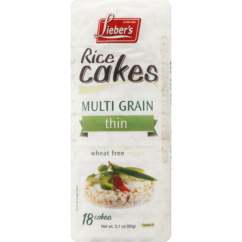 Lieber's Rice Cakes, Multi Grain, Thin