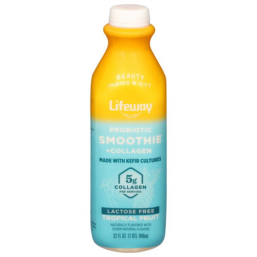 Lifeway Probiotic Smoothie + Collagen, Lactose Free, Tropical Fruit Image 1 of 6