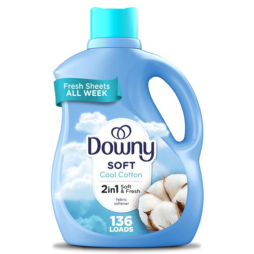 Downy Soft, 2 in 1 Soft and Fresh Liquid Fabric Softener, Cool Cotton, 136 Loads Image 1 of 6