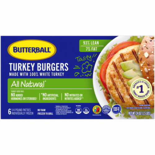 Butterball 93%/7% Turkey Burgers Image 1 of 6