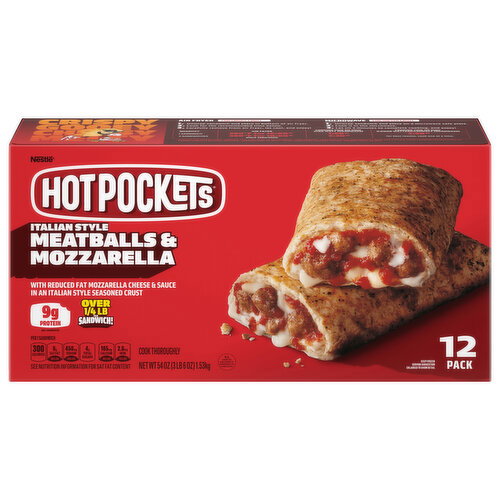 Hot Pockets Italian Style Seasoned Crust Italian Style Meatballs & Mozzarella Sandwiches Image 1 of 6