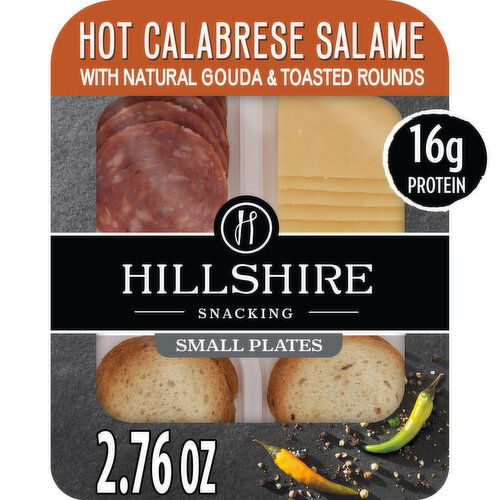 Hillshire Snacking Small Plates, Hot Calabrese Salame Deli Lunch Meat with Gouda Cheese