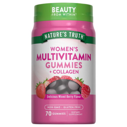 Nature's Truth Natural Mixed Berry Flavor Gummies Women's Multivitamin + Collagen