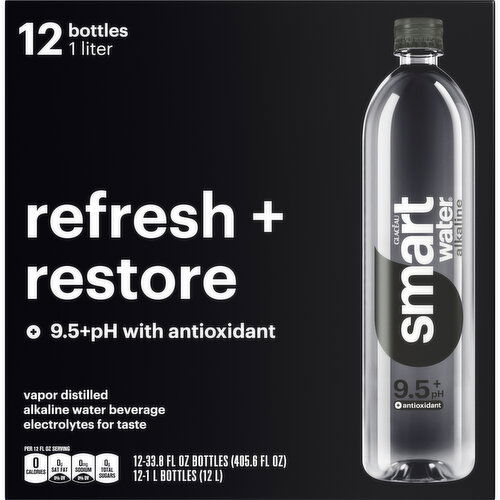 smartwater Alkaline With Antioxidant Ionized Electrolyte Vapor-Distilled Water Bottles