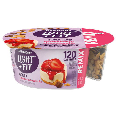 Light + Fit REMIX Strawberry Cheesecake Fat Free Greek Yogurt  with Mix-Ins
