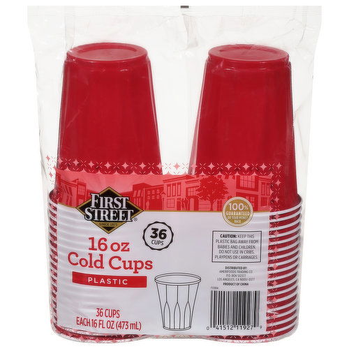 First Street Cold Cups, Plastic, 16 Ounce