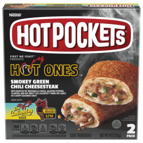 Hot Pockets Sandwich, Smokey Green Chili Cheesesteak, 2 Pack