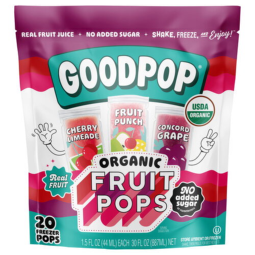 GoodPop Organic Cherry Limeade/Fruit Punch/Concord Grape Fruit Pops Image 1 of 6