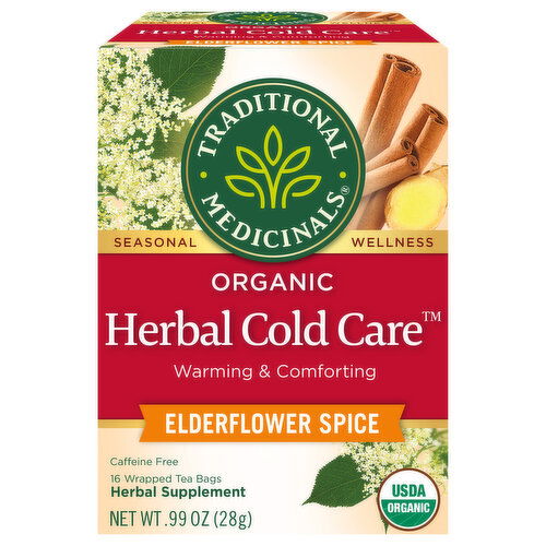 Traditional Medicinals Organic Caffeine Free Tea Bags Elderflower Spice Herbal Cold Care
