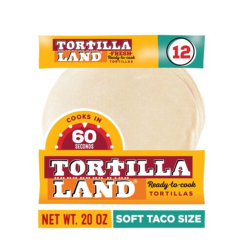 Tortilla Land Uncooked Flour Tortillas, Soft Taco Size