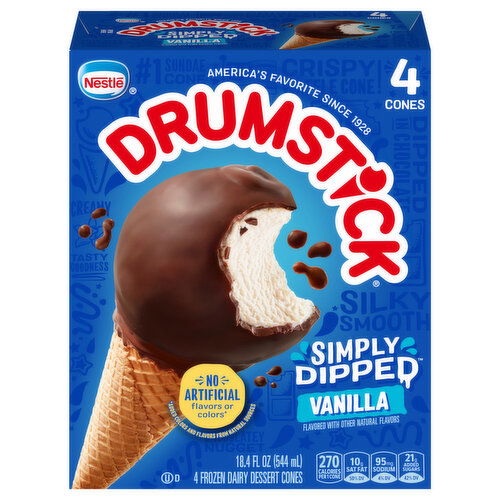 Drumstick Simply Dipped Vanilla Frozen Dairy Dessert Cones