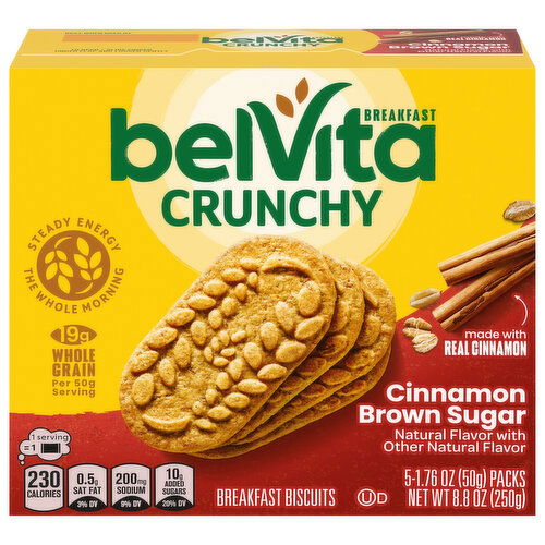 belVita Breakfast Biscuits, Crunchy, Cinnamon Brown Sugar