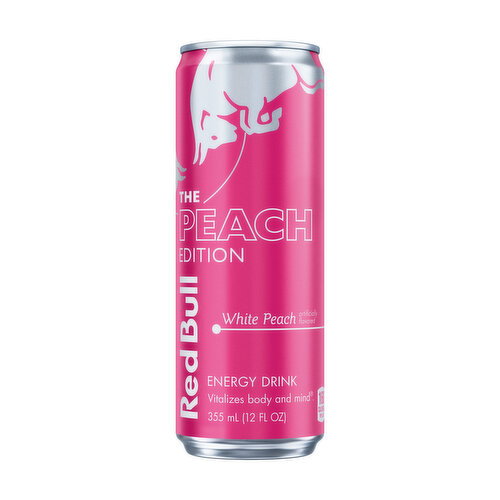 Red Bull Peach Edition Energy Drink, White Peach, 114mg Caffeine, Taurine & B Vitamins Image 1 of 10