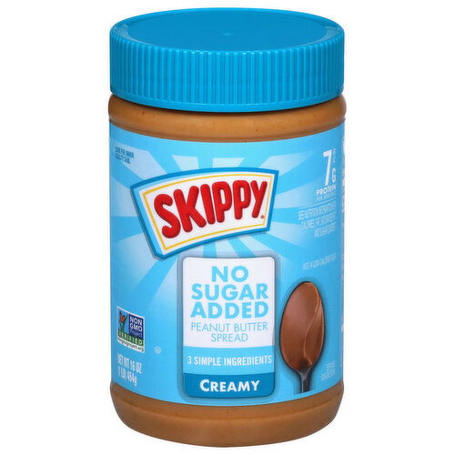 Skippy Peanut Butter Spread, No Sugar Added, Creamy