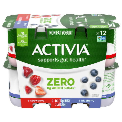 Activia Non Fat Zero Added Sugar Strawberry/Blueberry Yogurt