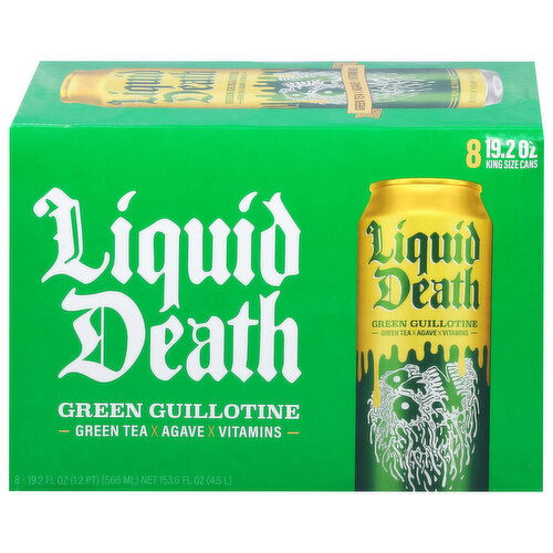 Liquid Death Iced Tea, Green Guillotine, King Size Cans