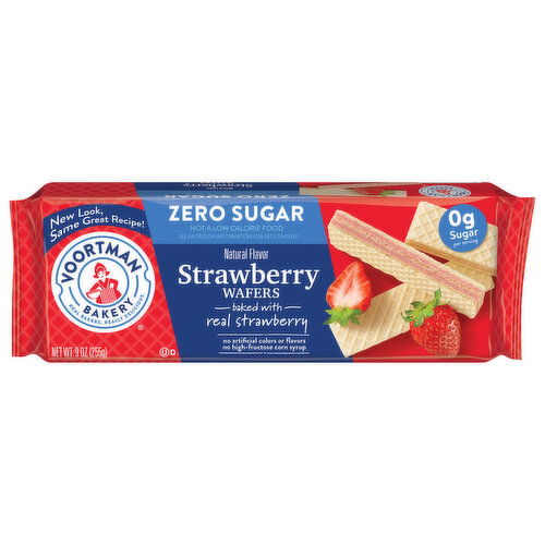 Voortman Bakery Wafers, Zero Sugar, Strawberry