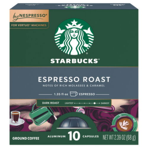 Starbucks Coffee, Espresso Roast, Ground, Capsules