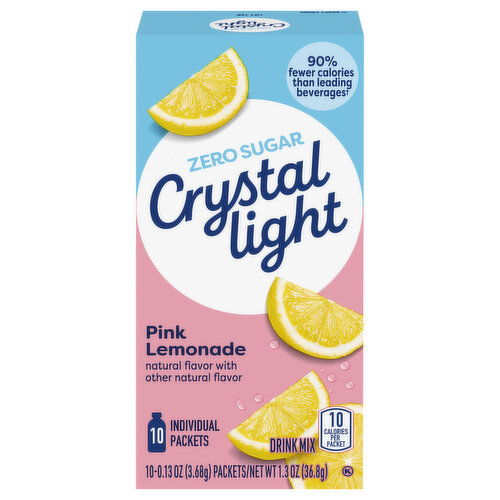 Crystal Light Zero Sugar Packets Pink Lemonade Drink Mix