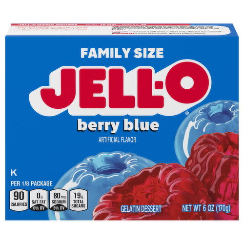 Jell-O Gelatin Dessert, Berry Blue, Family Size