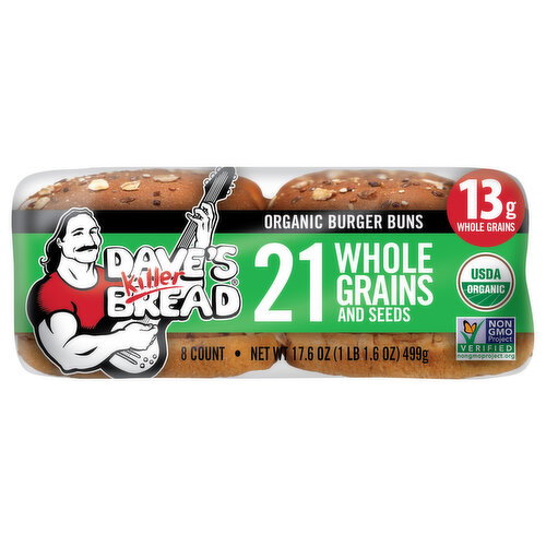Dave's Killer Bread Organic 21 Whole Grain and Seeds Burger Buns