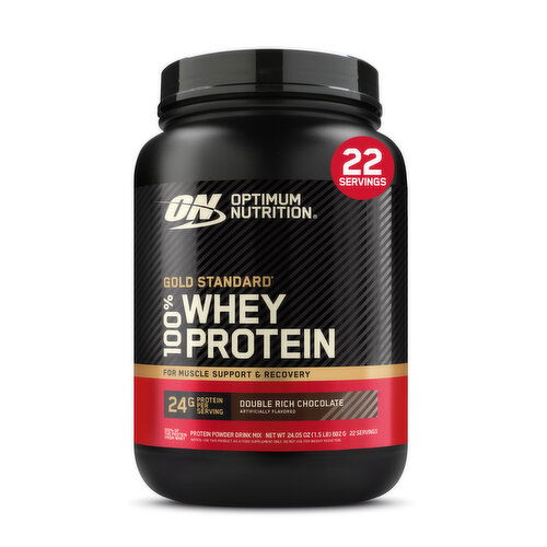 Optimum Nutrition 24g protein, 5.5g BCAAs, fast-digesting whey protein