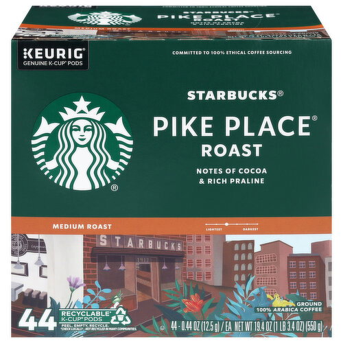 Starbucks K-Cup Pods Ground Arabica Medium Roast Pike Place Roast Coffee