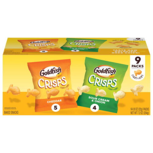 Goldfish Baked Snacks, Cheddar/Sour Cream & Onion, 9 Packs