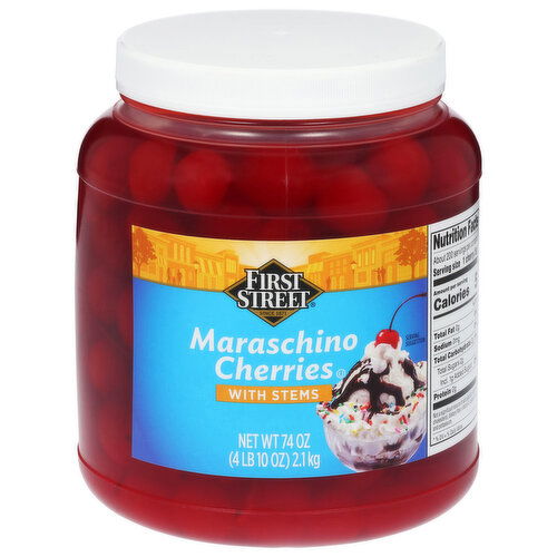 First Street Cherries, Maraschino, with Stems, Large