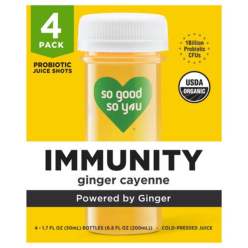 So Good So You Cold-Pressed Immunity Ginger Cayenne Probiotic Juice Shots Image 1 of 6