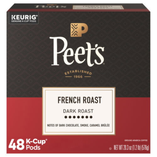 Peet's K-Cup Pods Ground Dark Roast French Roast Coffee