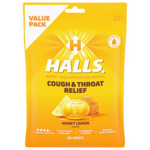 Halls Drops Honey Lemon Flavor Cough & Throat Relief Value Pack Image 1 of 5