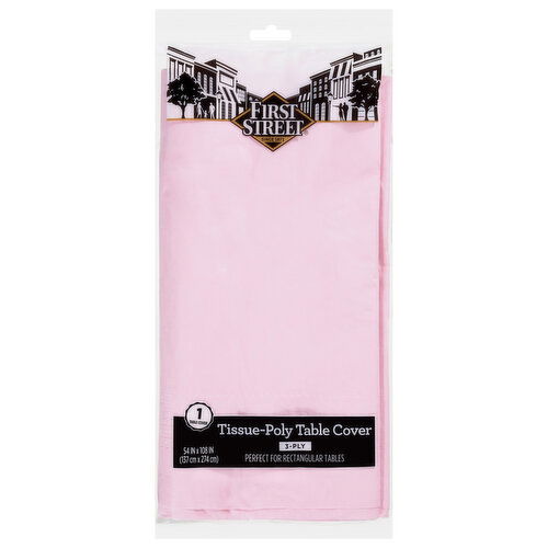 First Street Classic Pink Tissue-Poly 3-Ply Table Cover
