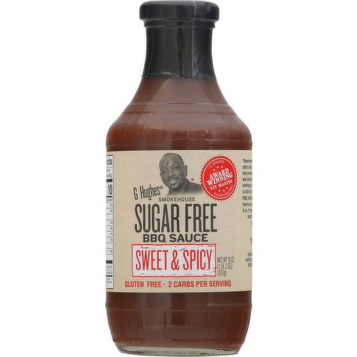 G Hughes Smokehouse BBQ Sauce, Sugar Free, Sweet & Spicy